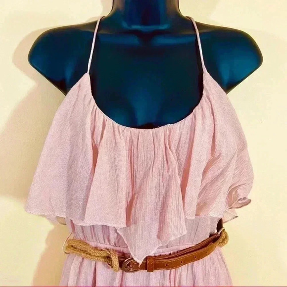 Hello Miss Ruffle Tank Mini Dress Rope Belt - Picture 2 of 12